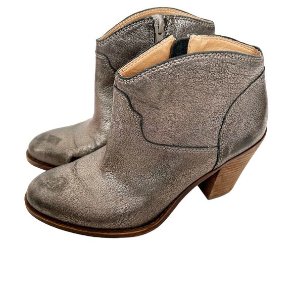 Lucky Brand Bronze Metallic Leather Booties Sz 7 - Picture 6 of 11
